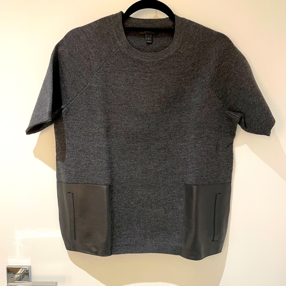 NWOT J. Crew Merino Wool Leather Pocket Sweater